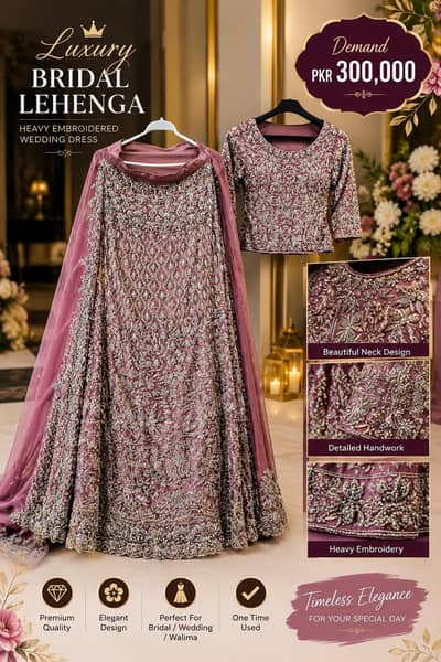 luxury Embroidered lehnga,heavy embroidered wedding dress,one time use