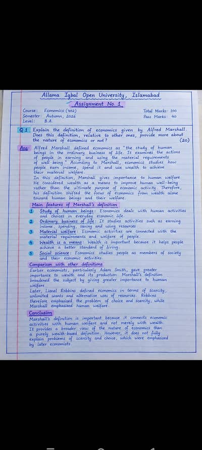 AIOU Economics (402) Assignment – Autumn 2026