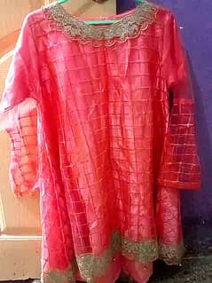 Pink Peach Party Wear 3 Piece - Size M - Excellent Condition - 4000