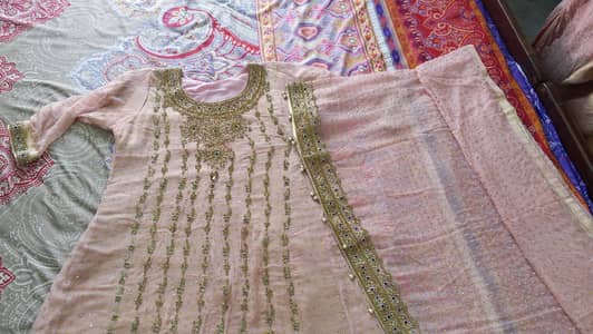 Fancy heavy stone work bridal wedding frock in XL size