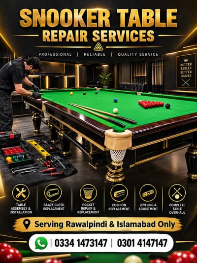 Snooker Table Repair & Service | Rawalpindi Islamabad