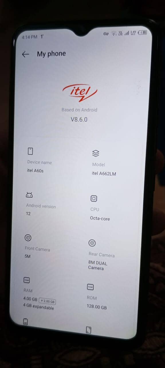 Itel A60s 1