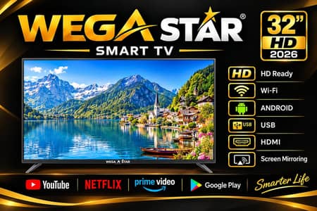 WEGA STAR 32 INCH SMART TV  , one years warranty
