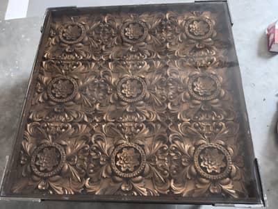 large size wooden with glass table