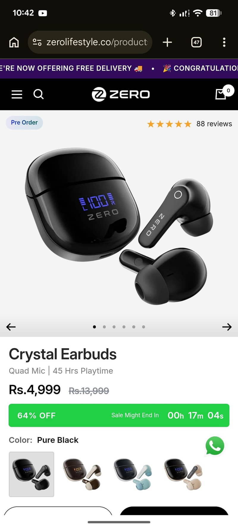 Earbuds Crystal Zero 0
