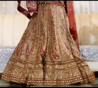 Bridal Walima Lehenga Brown Velvet - 1 Lakh Original - 1 Time Used