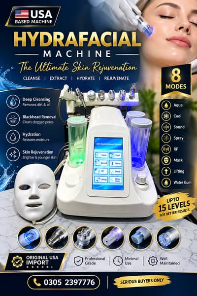 USA Imported Hydrafacial Machine – 8 Modes | Professional Beauty Devi