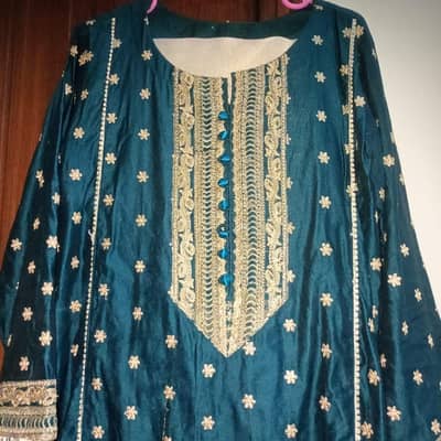 Women’s Kurti | Blue Gold Embroidered Kurta
