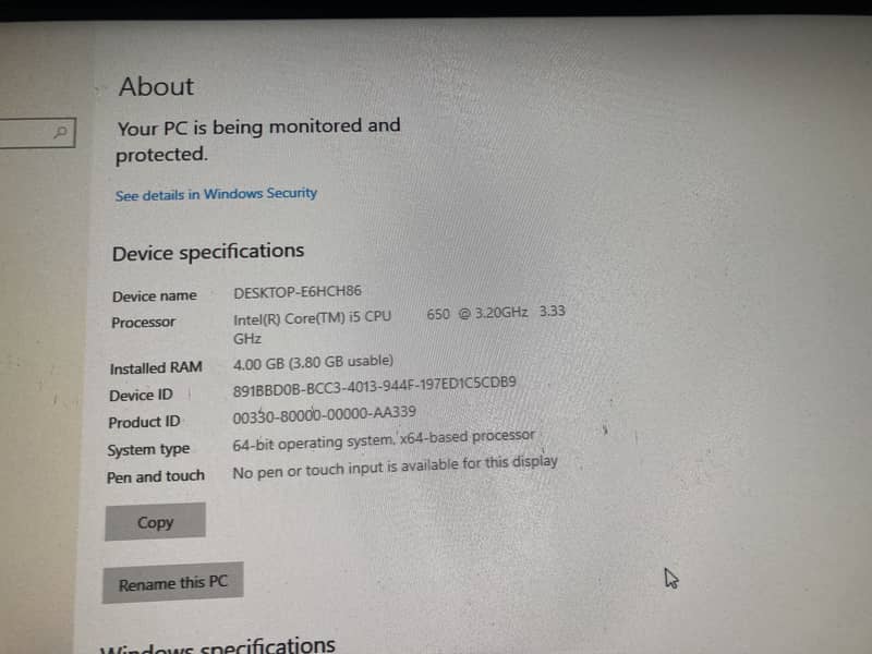 core i5 CPU 4