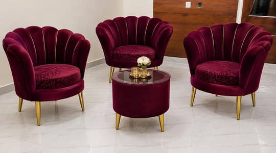 FLOWER CHAIR WITH TABLE BRAND NEW FOR ORDER CALL 03281010987