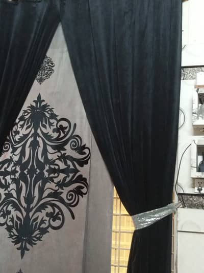velvet curtains center panel and tie back strap