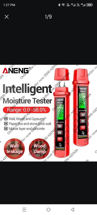 Moisture leveling Tester 0~58% Wood Moisture equipment Detector