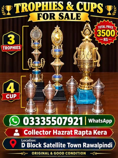 4 cup and 3 trophies