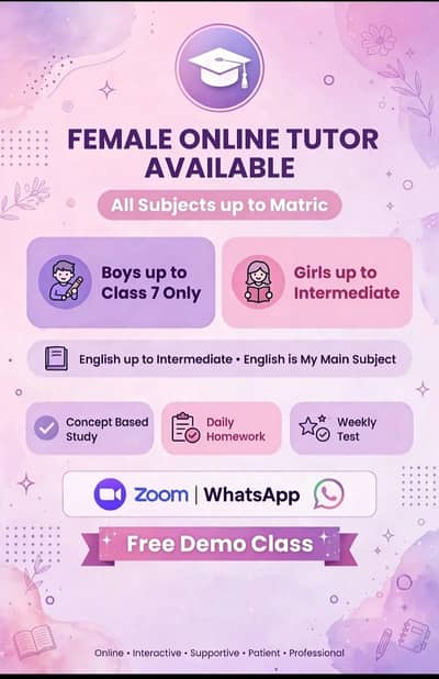 Female Online tutor Available