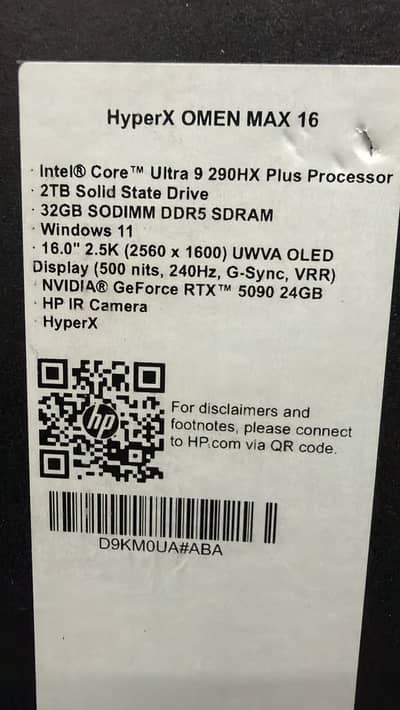HP HYPERX OMEN MAX 16 ULTRA 9 290HX 32GB / 02TB 16.0" RTX 5090 24GB