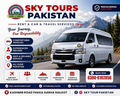 Rent a Toyota Hiace Grand Cabin for Rent a Bus, Car rental, Tourists