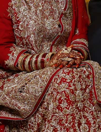 Red heavy bridal dress
