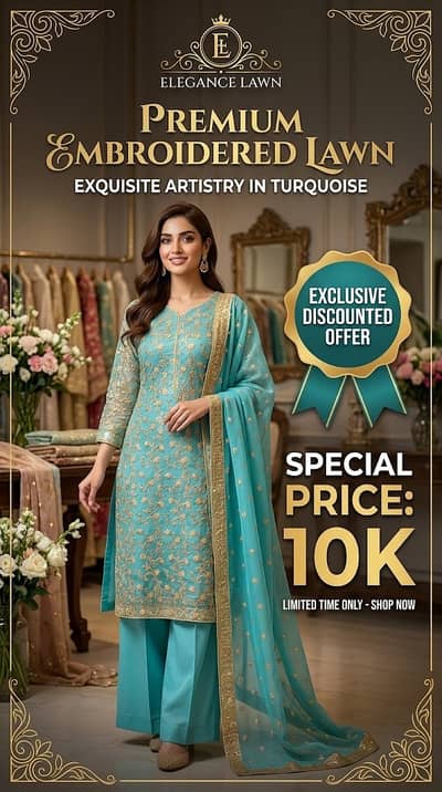 Formal Dress Elegance Designer Embroidered Suit Fancy Dress