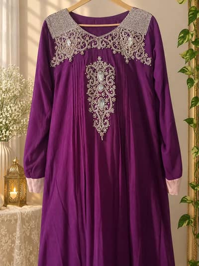 New 3 Piece Purple Party Wear Suit | Silver Embroidered Work