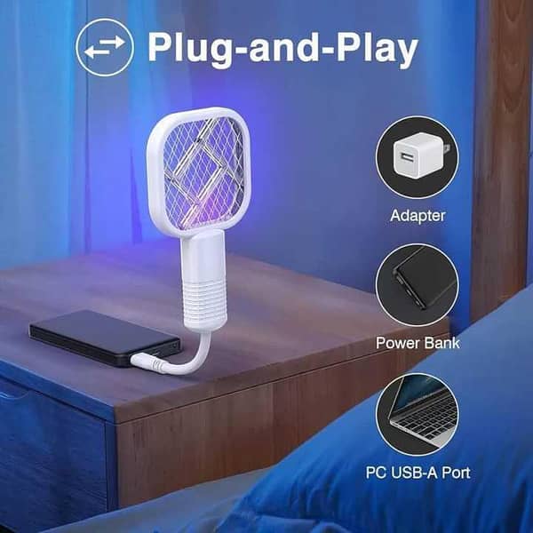 Electric Mosquito Killer Racket with UV Light | Rechargeable Handheld Bug Zapper Fly Swatter Bat | Portable Electric Insect Zapper for Mosquitoes, Flies & Flying Bugs | Mosquito Repellent Racket for Home, Bedroom, Garden, Camping & Outdoor Use