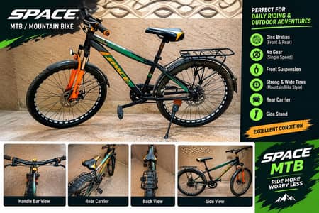 Space MTB Mountain Bike | Disc Brakes | No Gear | Excellent Condition