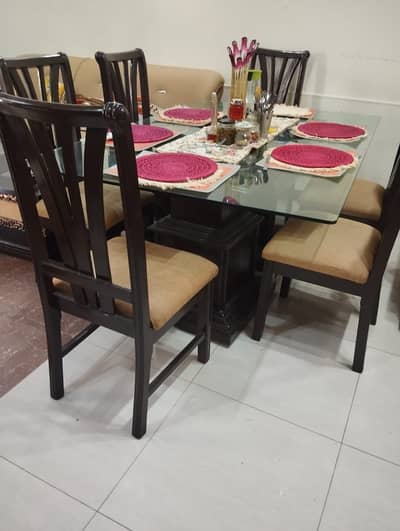 Wooden Dining Table with 6 chairs