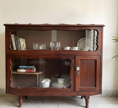 Solid Wooden Vintage Showcase / Glass Display Cabinet
