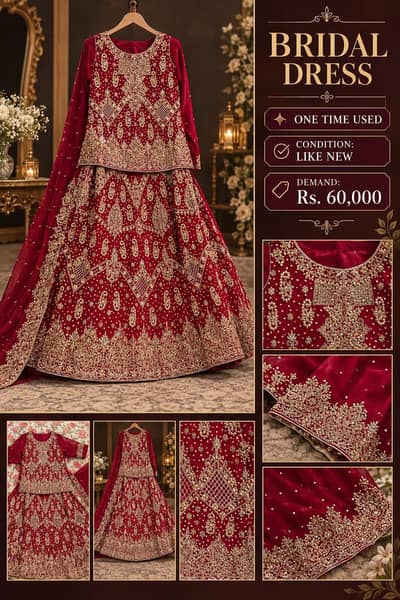 Royal Maroon Bridal Lehenga – One Time Used | Like New