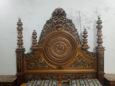 Chinioti Bed Set King Size with Side Tables and Dressing Table