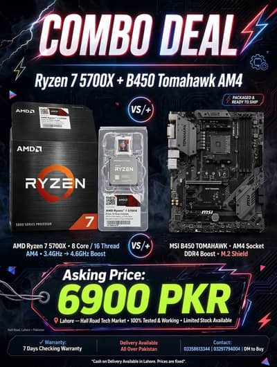 Ryzen 7 5700x + MSI b450 tomahawk COMBO FOR SALE
