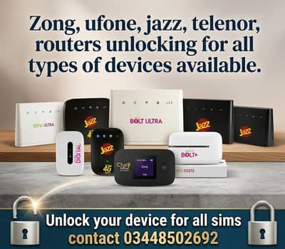 unlocking of,ufone ,telenor jazz unlocked 4g wifi device 03448502692
