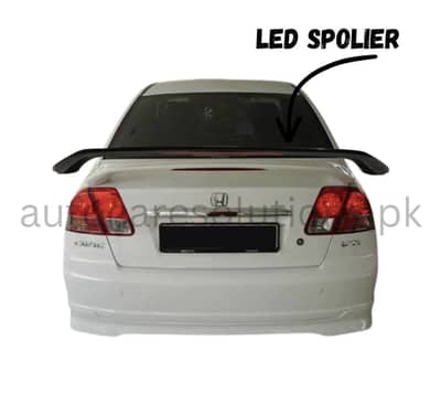 Honda Civic 2000-2005 Led Spoiler (Unpainted) Fiber Material