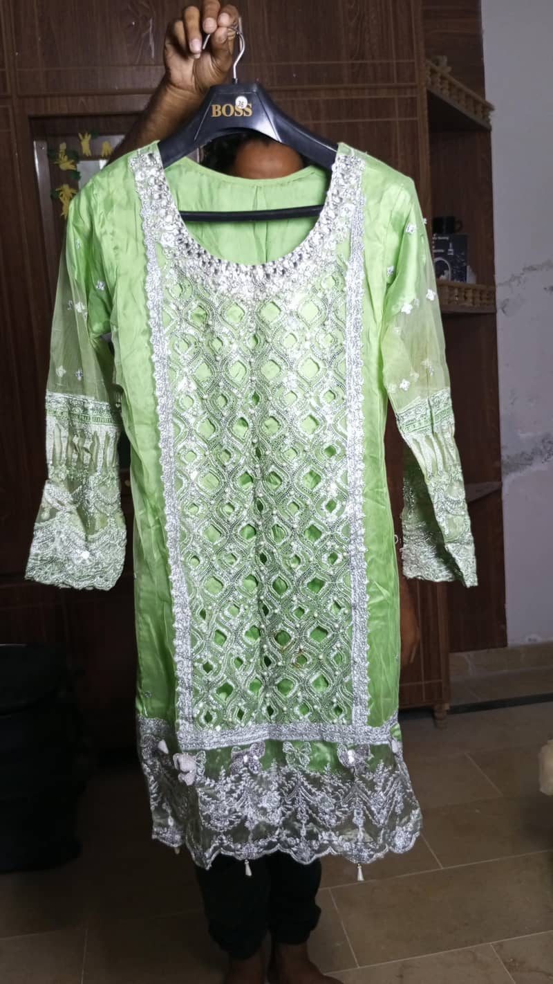 Light Green 3pc sharara fancy dress 0