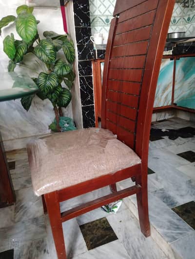 8 Seater Interwood Dining Table with Glass Top – Cushioned Chairs