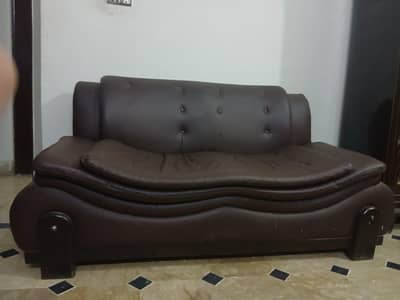 Used Brown Leather 2-Seater Sofa - Good Condition