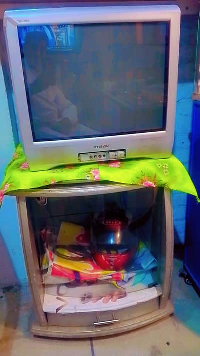SONY orignal 12inch TV . + Troli. . . No opan repair 100%ok working
