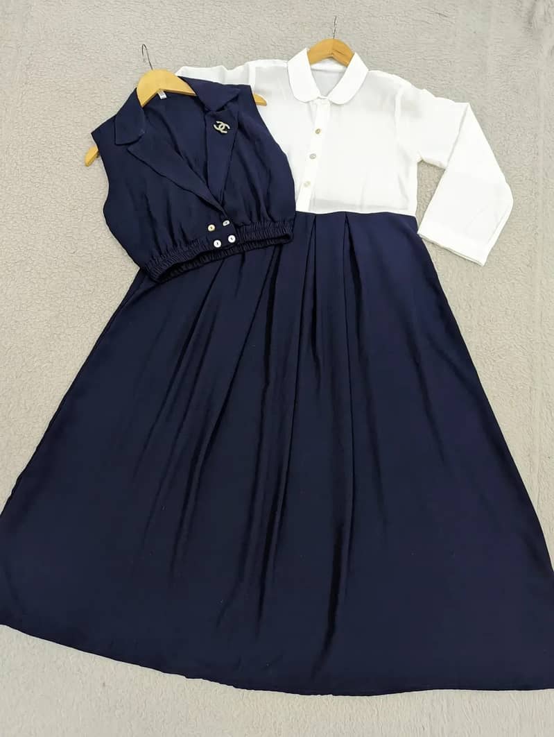 Chic Double Coat Jacket & Collared Maxi Set (2PC) 1