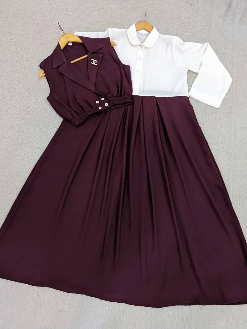 Chic Double Coat Jacket & Collared Maxi Set (2PC) 2