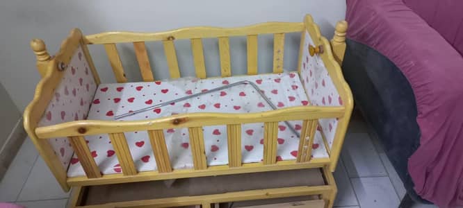 solid wooden cot and swing with storage for quike sale