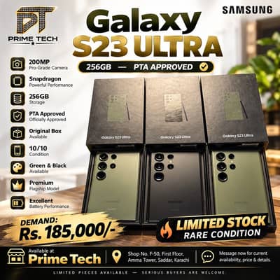 Samsung Galaxy S23 Ultra 256GB PTA Approved | With Box Green & Black