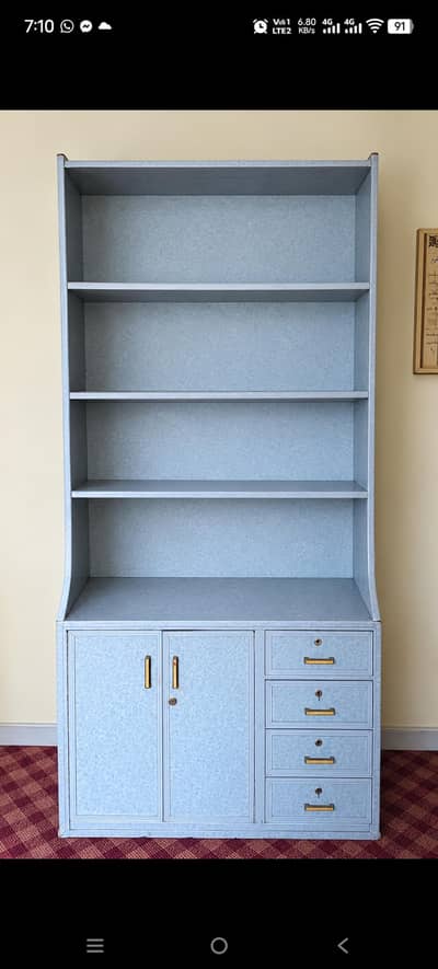 Wooden Book Rack with Storage