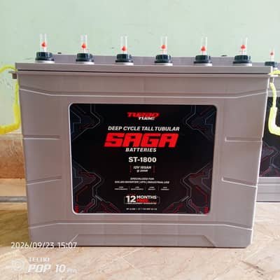 SAGA ST-1800 12V 185Ah Tubular Battery – 8 Months Used