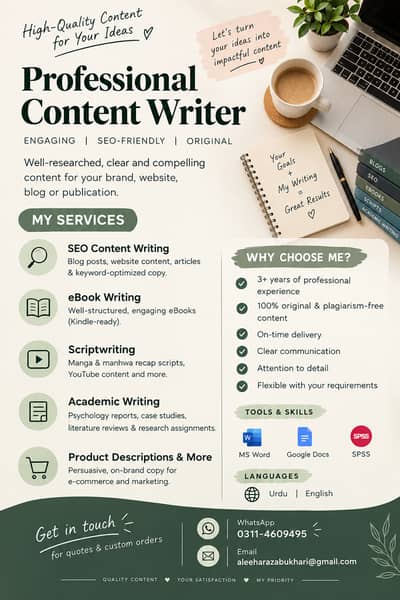 Content Writer | SEO, Website & Blog Writing Services