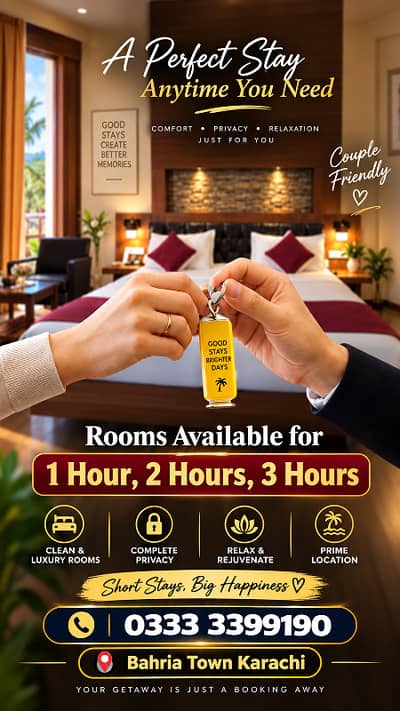 Room available for daily rent Bahria Town karachi