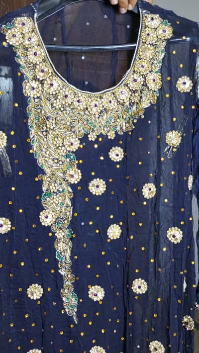 dark blue chiffon 4pc dress