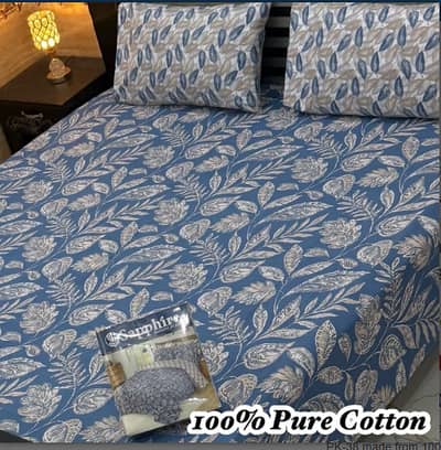 King Size Pure Bedsheet 3 Piece Set for Double Bed Supreme Pure Cotton