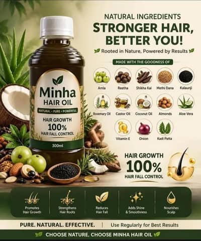Organic Hair Growth Oil - Minha Hair Oil for Hair Fall Control