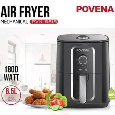 Povena Air fryer 6.5 L 1800W - PVN-6518- warranty card+manual