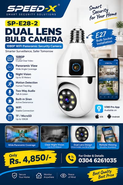 Wifi security camera, wireless security camera, Bulb holder CCTV Camer