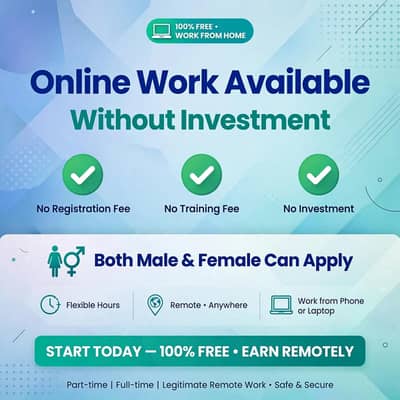Online work available both can apply males and females